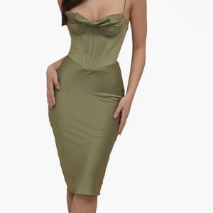 House of CB Strapless Olive Dress